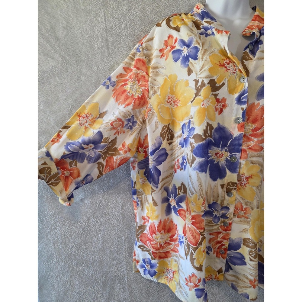 EUC Alfred Dunner Blouse Set Womens Multicolor Floral Casual Vacation Resort
